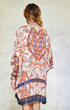 Gypsy05 Printed Rayon 3/4 Dolman Sleeve Kimono