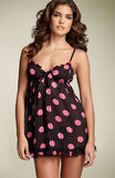 Betsey Johnson Satin Chiffon Pink Polka Dot Babydoll