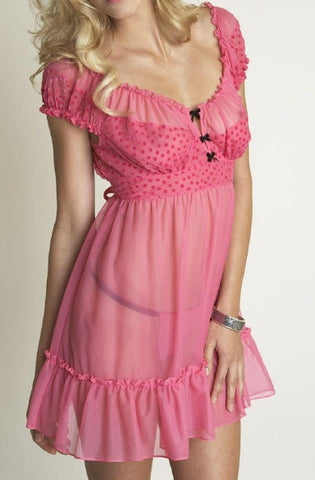 Betsey Johnson "Layla Rose" Mesh with Velvet Dots Babydoll