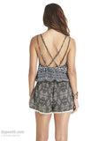 Gypsy05 Sawai Printed Rayon Voile Drawstring X-Back Romper