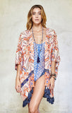 Gypsy05 Printed Rayon 3/4 Dolman Sleeve Kimono